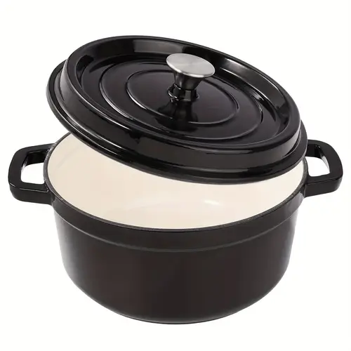 kerilyns 6qt premium large cast iron enameled dutch oven pot heavy duty non stick dual handle bread baking cooking heat durable metal construction versatile cookware