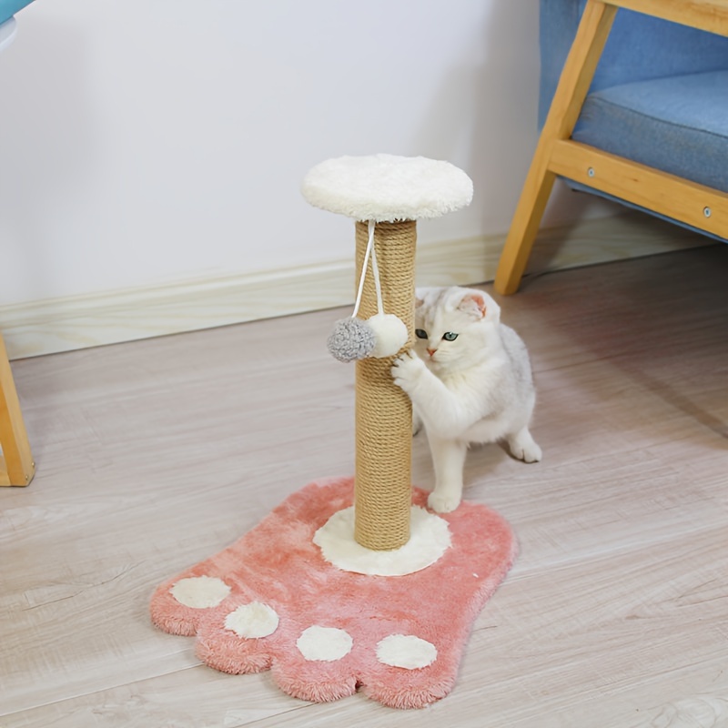 

1pc Paw-shaped Sisal Cat Scratching Post With Play Toy, Durable Claw Grinder Stand, Non-shedding, Wear-resistant Cat Scratcher, Essential Pet Supplies For Claw Care