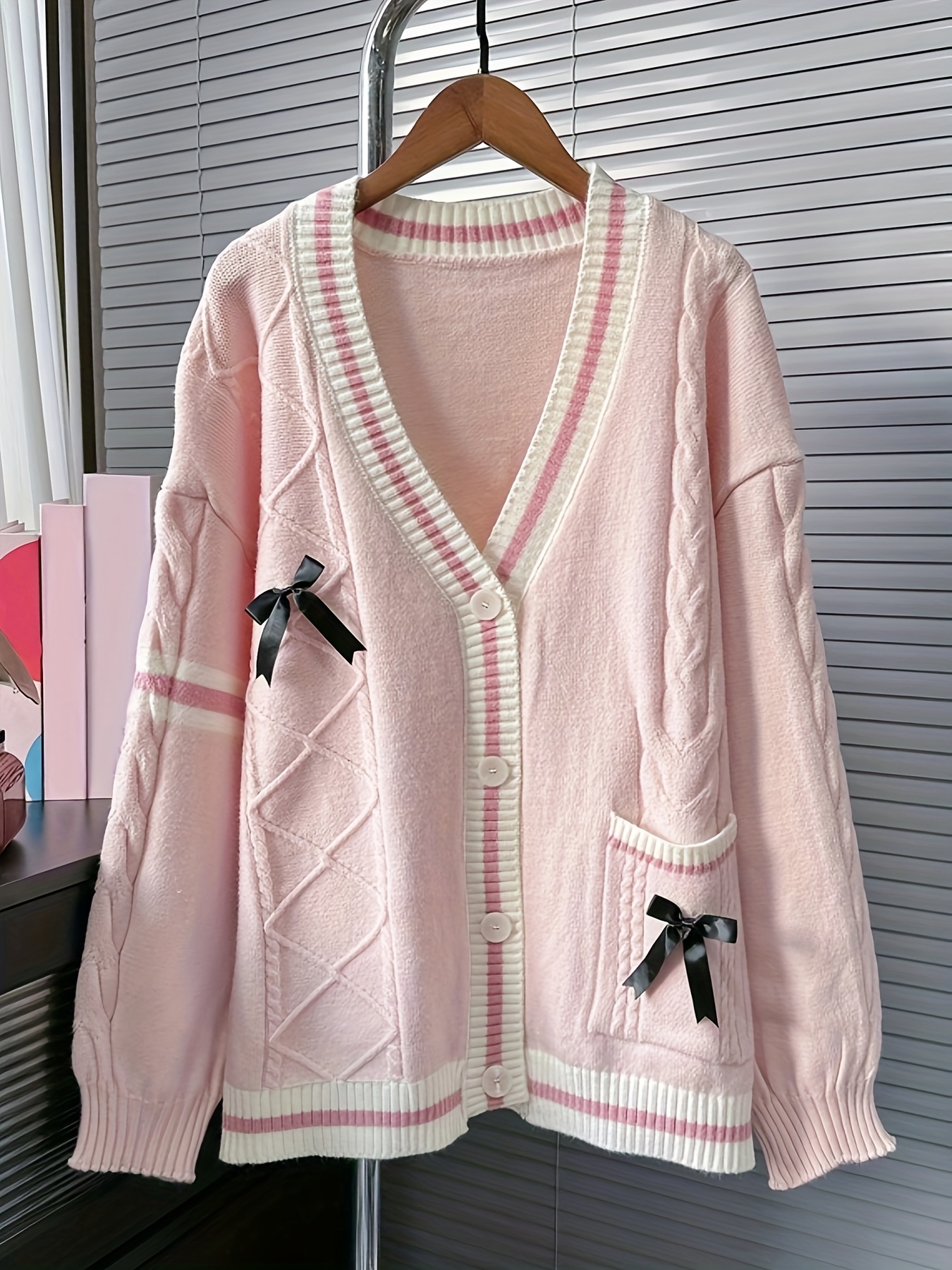 Womens Sweaters Kawaii Pink Cardigan A Women's Cute Pink Cardigan