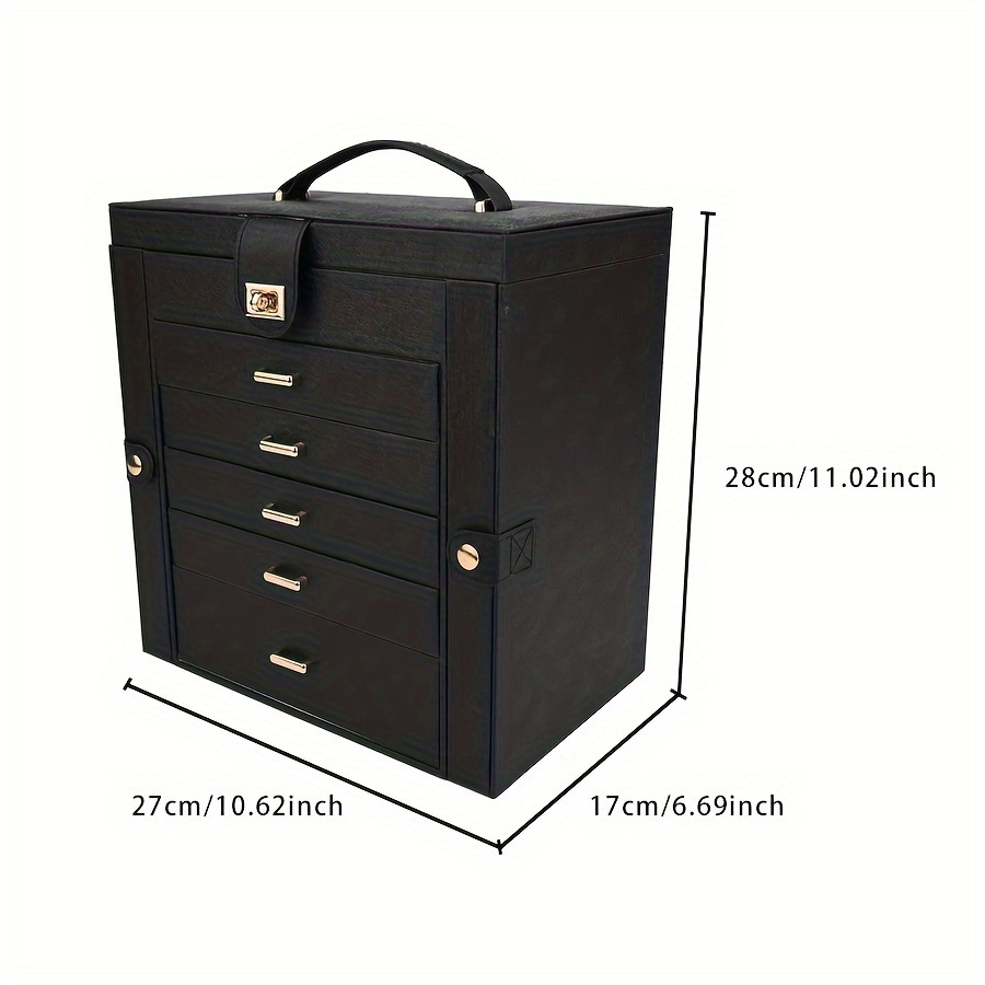 CHOSIN Portagioie in legno di noce nero per donne, 3 livelli multi-funzionale cassetto organizzatore scatola orologio collana anello orecchini stoccaggio regali di San Valentino