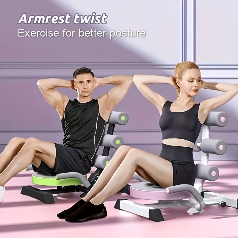 1pc Foldable Abdominal Exercise Equipment - Spring-Assisted Sit-Up Assistant with 360° Rotating Disk, Durable Iron, Transparent Pink - Ideal for Core Strengthening & Muscle Toning, Gym Accessories