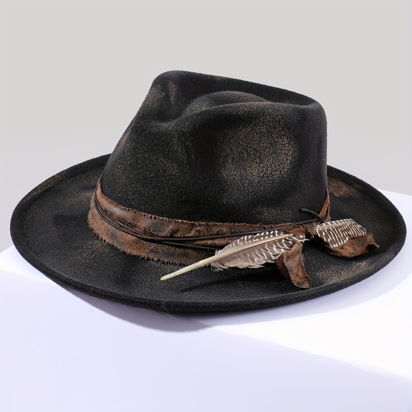 Men's Women Crushable Pork Pie Fedora Hat Wool Felt Hat For - Temu