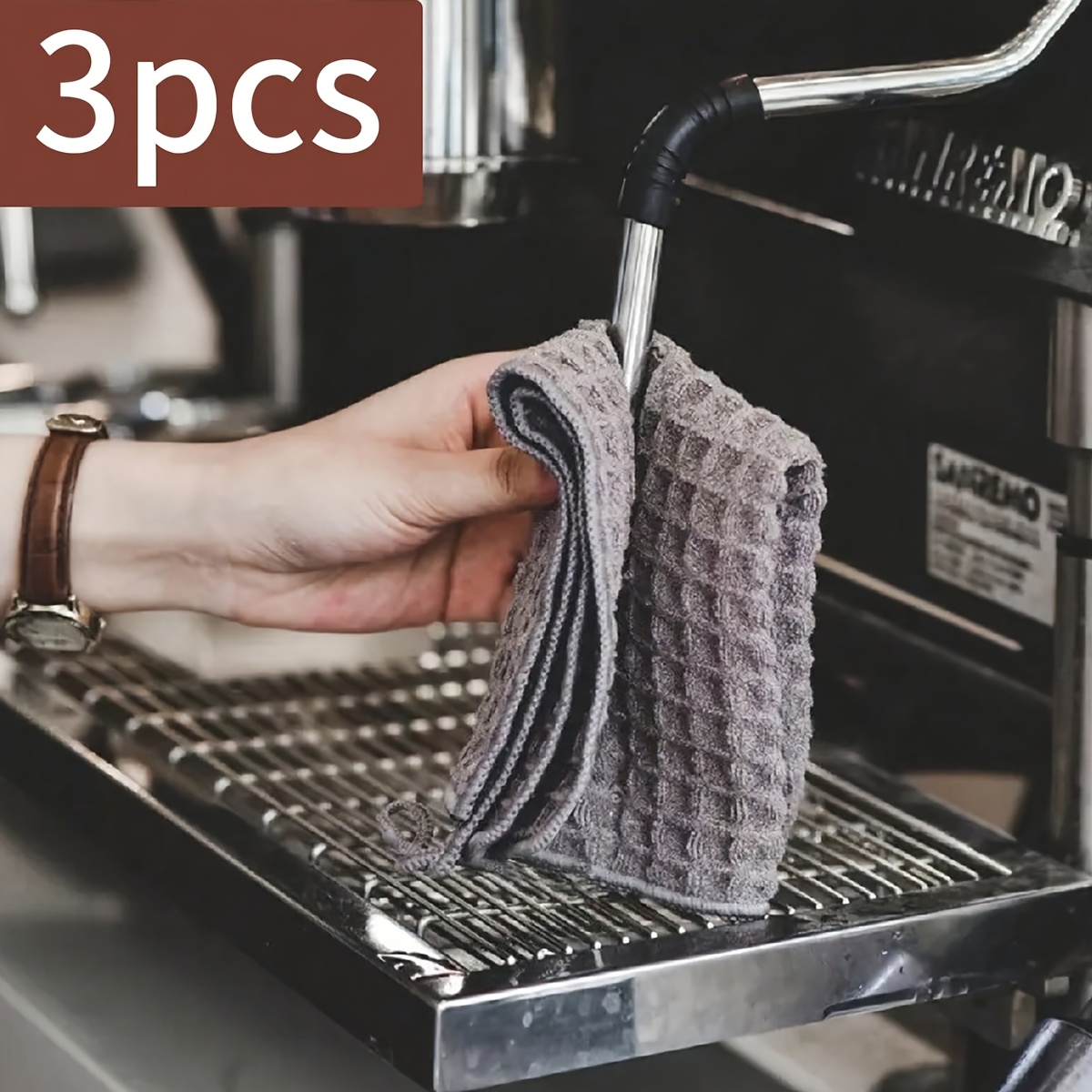 

3-pack Barista Non-woven Towels For Coffee Machines And Tea Shops - Absorbent, Cleaning Cloths For Wiping Milk And - Small Color Towels, Polyester Material