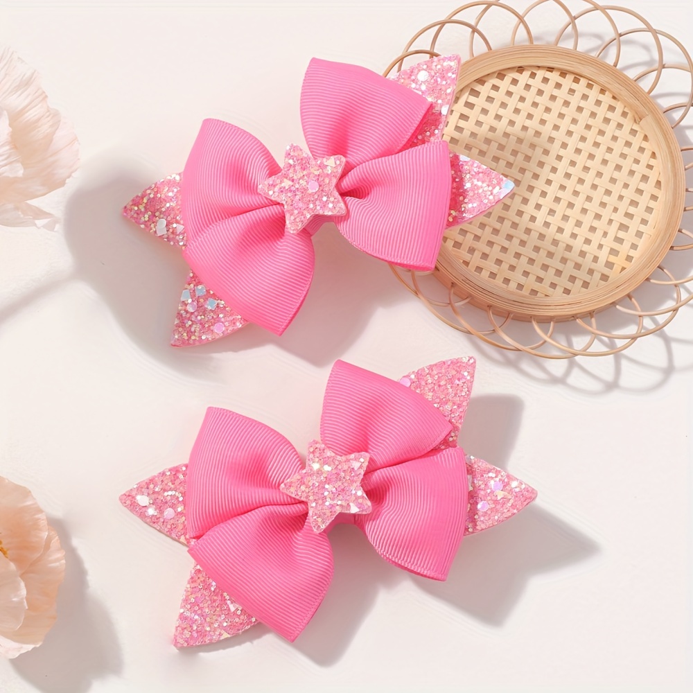 

Darbiny 2pcs Star & Bow Hair Clips For Girls - , Fashion Accessory