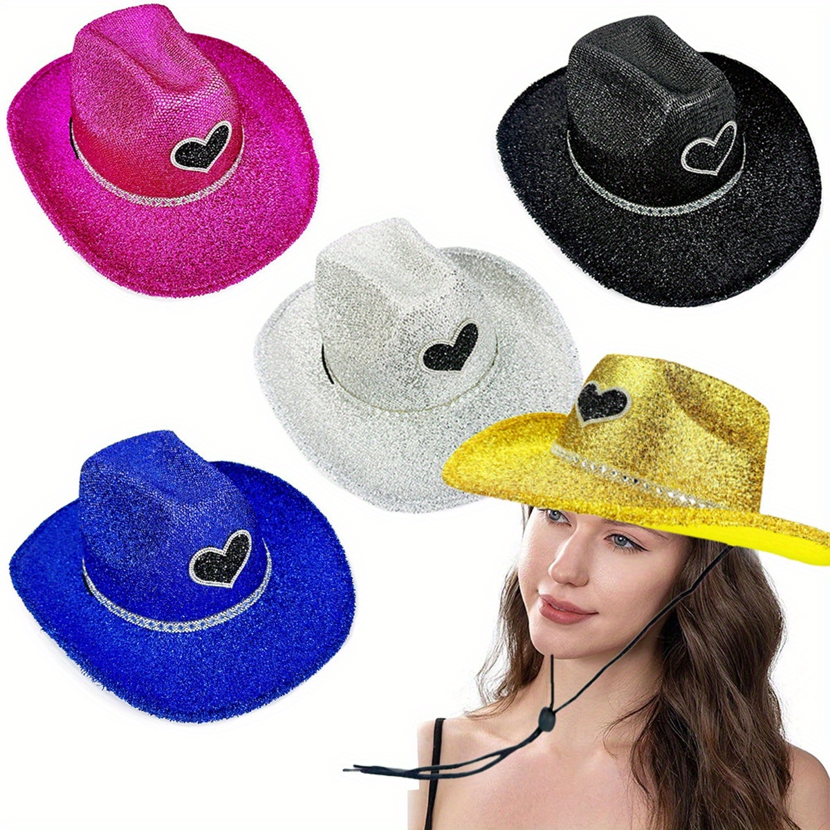 women hollow out sparkly- western-cowgirl-hat glitter-bling 