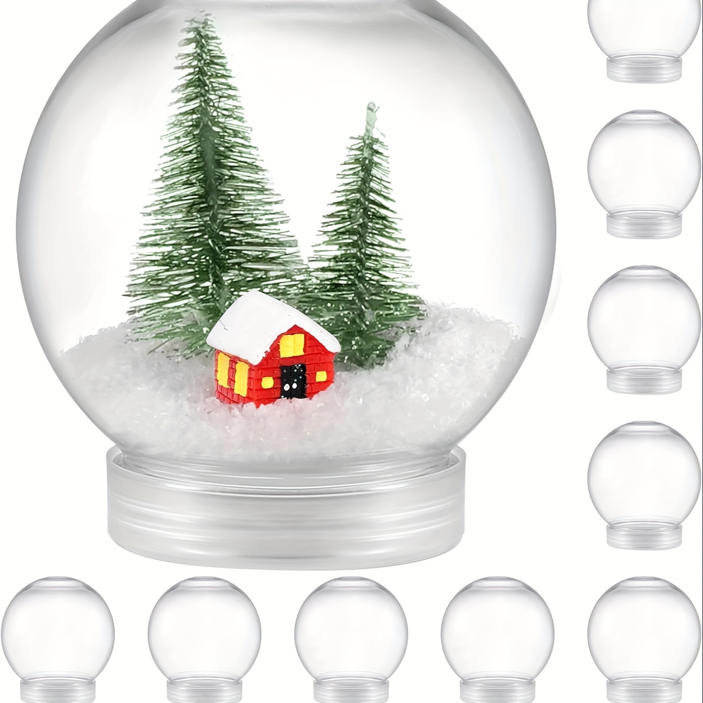 

10pcs Diy Snow Kit - 5.07oz Clear Globes With Screw-off Caps For Christmas, Thanksgiving & New Year Decorations - No Batteries Required, Christmas Decor