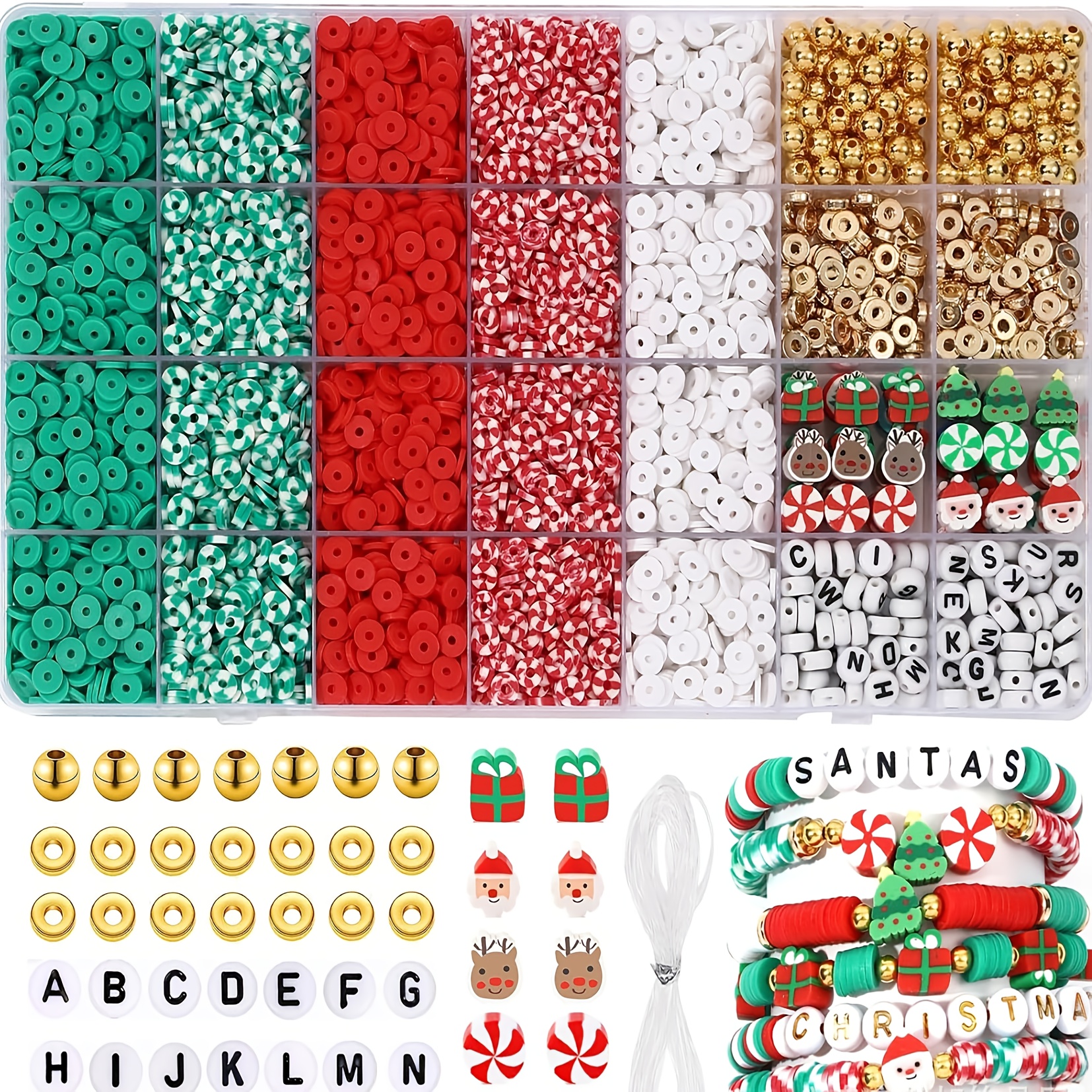 

Kit de 5300 Perles en Pâte Polymère de Noël avec Alphabetiques & Cordon Élastique - Cadeau d'Artisanat DIY pour Amis & Famille