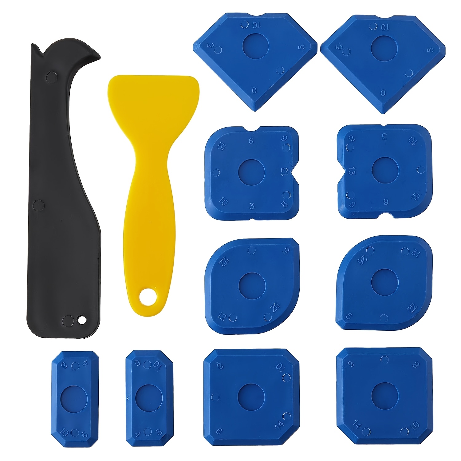 TEMU Kit d'outils de calfeutrage 12 pièces - Outils de calfeutrage en plastique pour bordures de carrelage et coulis, outils de réparation et de
