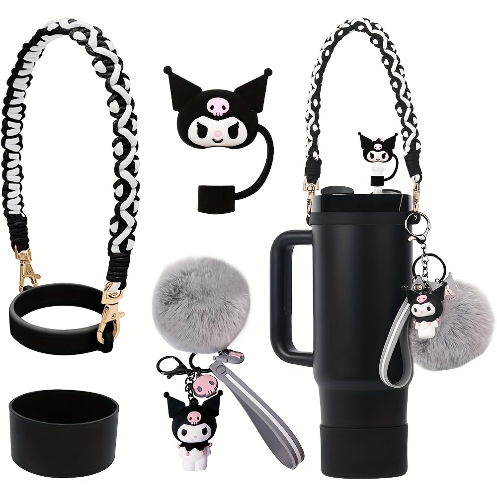Image of Tumbler Cup Hello Kitty Accessories Set, Cute Kawaii Pom Pom Bottle Handle Strap, Silicone Boot, Charms For 30/40oz Tumbler
