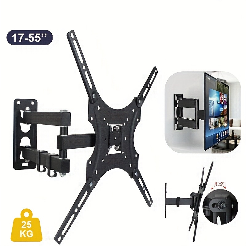 

1pc 17-55" Full Motion Tv Monitor Wall Mount Bracket, Articulating Swivels Tilts Extension , For Most Led Lcd Flat Curved Screen Tvs & Monitors.