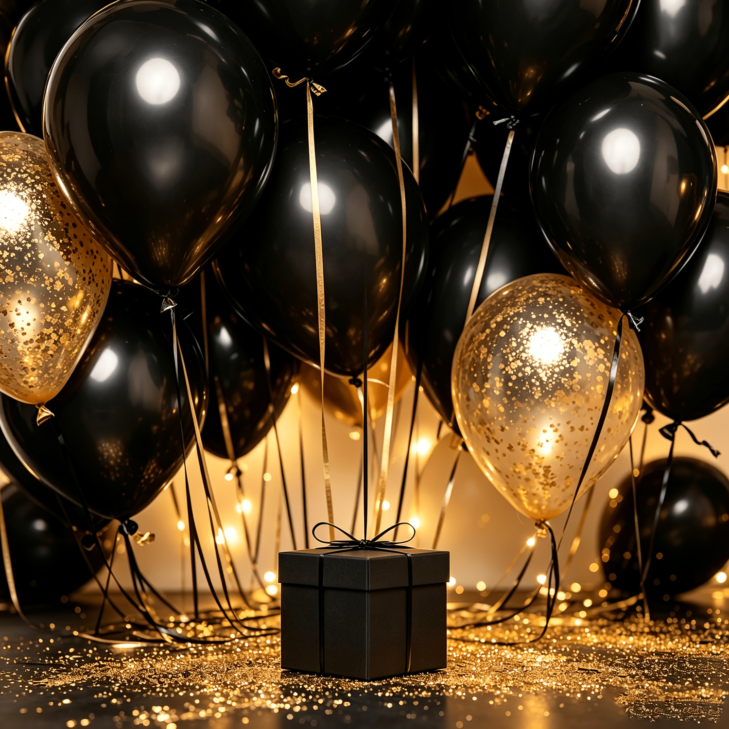 TEMU Party Black Ribbon Set Of Decorative Tools, 4 Golden 4 Black Dual-color Pre- Styling Ribbons, Balloon Backdrop Gift Box Packaging Universal