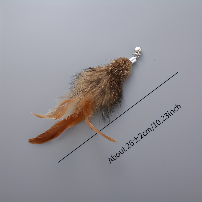 1pc Gray Sucker Cat Teaser Wand Toy With Steel Wire And Feather