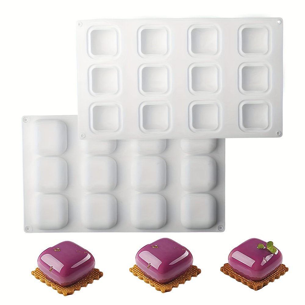 

Silicone Cake Mold 1pc, Square Stone Design, Flexible For Mousse Dessert Jelly Baking, Kitchen Supplies Pudding Mould