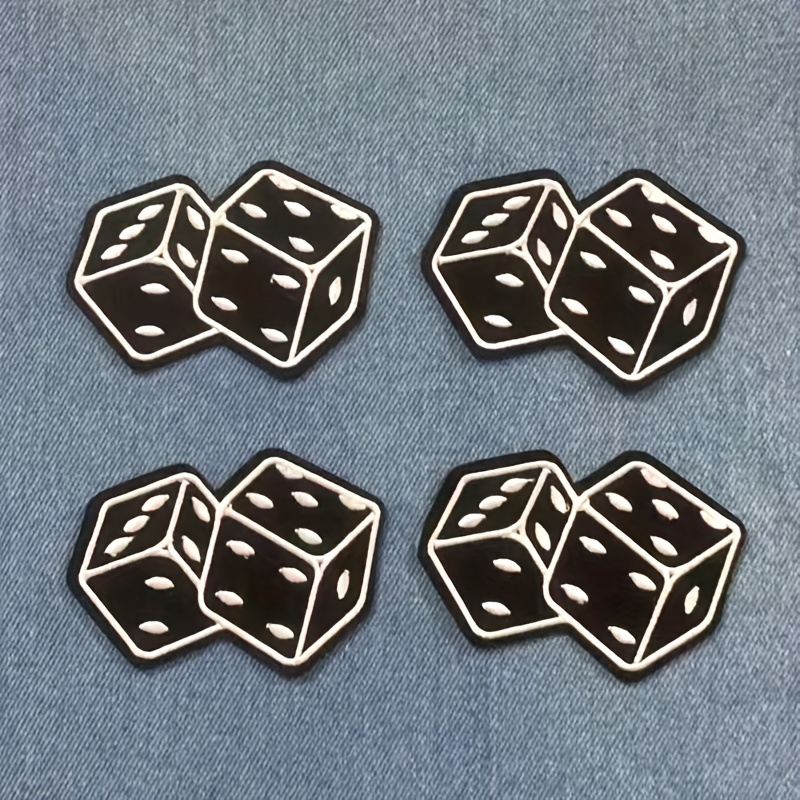 TEMU 4pcs Black And White Game Dice Pattern Embroidery Patch Sticker For Bag, Hat, Denim Pants, Garment Accessory, Diy Patch Decoration, Back Glue,