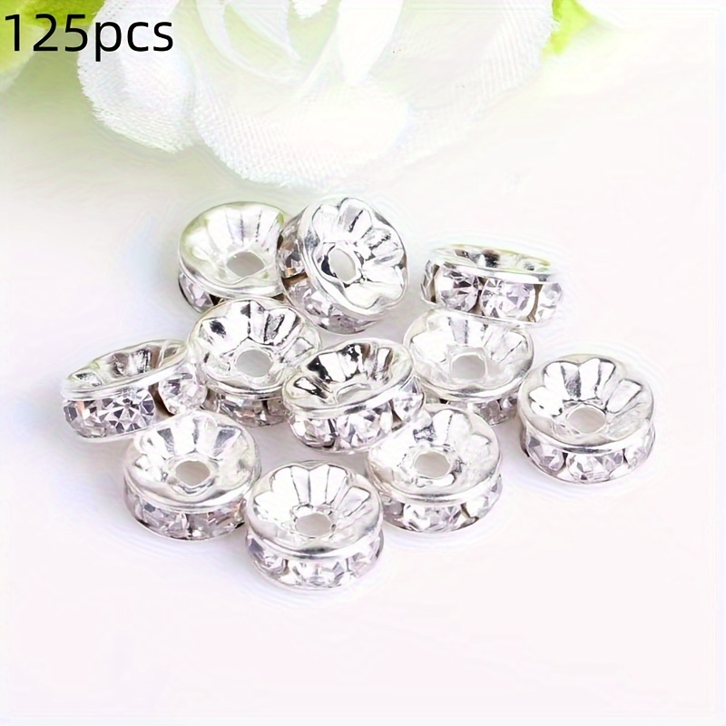 E-shop 125 Stück/60 Stück Runde Abstandshalter-Perlen, 8mm, 10mm, 12mm Runde Abstandshalter-Perlen, Schmuck Halsketten-Perlen, Armband Anhänger