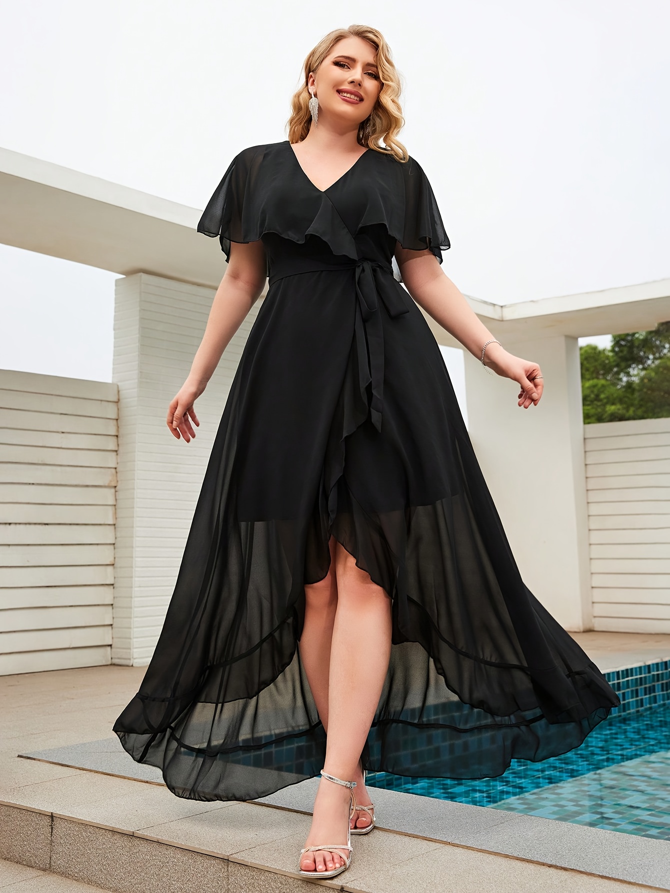 amazon women's cocktail dresses RUMIA Womens 3/4 Sleeve Knee Length Tea Party Petite Dress Black XS WASHED TWILL TierQty:144 Customized Admirable Bridesmaid Dress