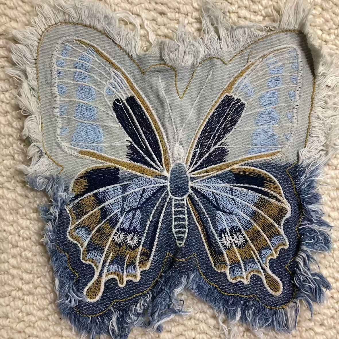 TEMU 1pc High-quality Large Size Washed Gradient Distressed Edge Embroidery Patch, Suitable For Decorating Bags, Clothes, Pillows And Home Goods, Car