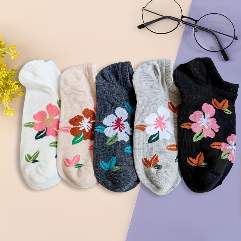 TEMU 5 Pairs Women' No-show Socks,   , Low-cut Liner Socks In Assorted