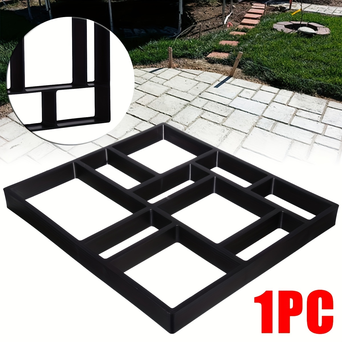 

Diy Pavement Mold, 10-grid Plastic Path Maker For Colored Concrete And Cement, Single Item Packaging, Reusable Molding Tool Without Electricity
