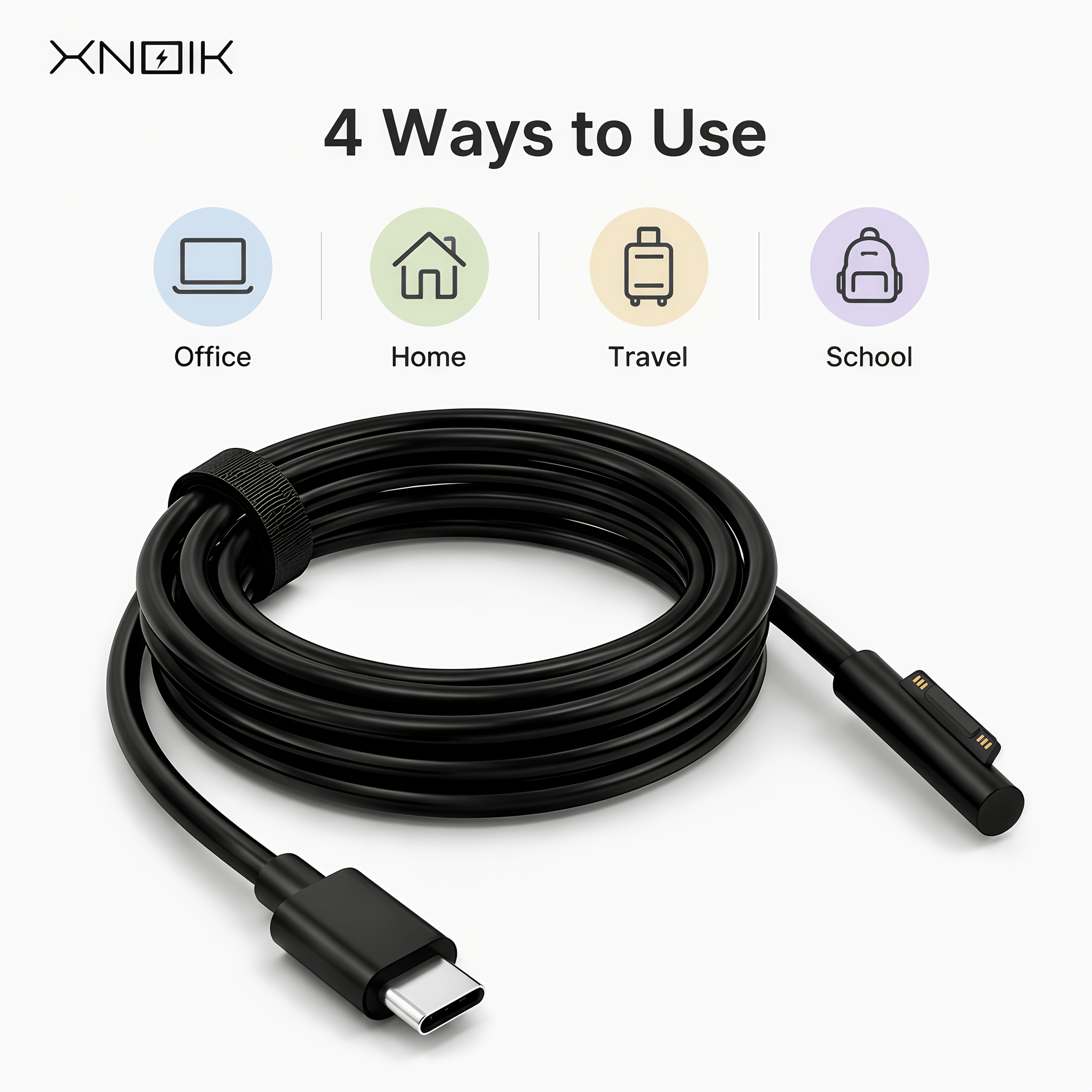 TEMU 65w Usb-c To For Surface Magnetic Charger Cable, 1.5m/59.06inch Fast Charging Cord Compatible With For Surface Pro 10/9/8/7/6/5/4, For , For