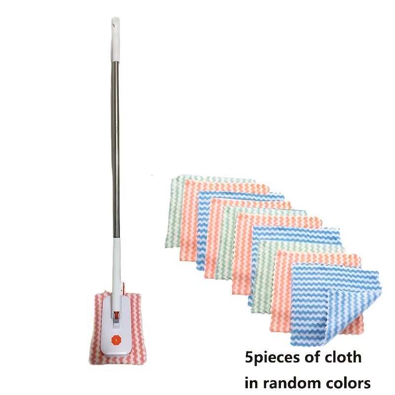 E-shop Zufälliges 6-teiliges Set (1 Mopp-Set und 5 zufällige Farben von Tüchern) Hochleistungs-Handdruck-Klammermopp, geeignet für Küche, Bad, Fenster-