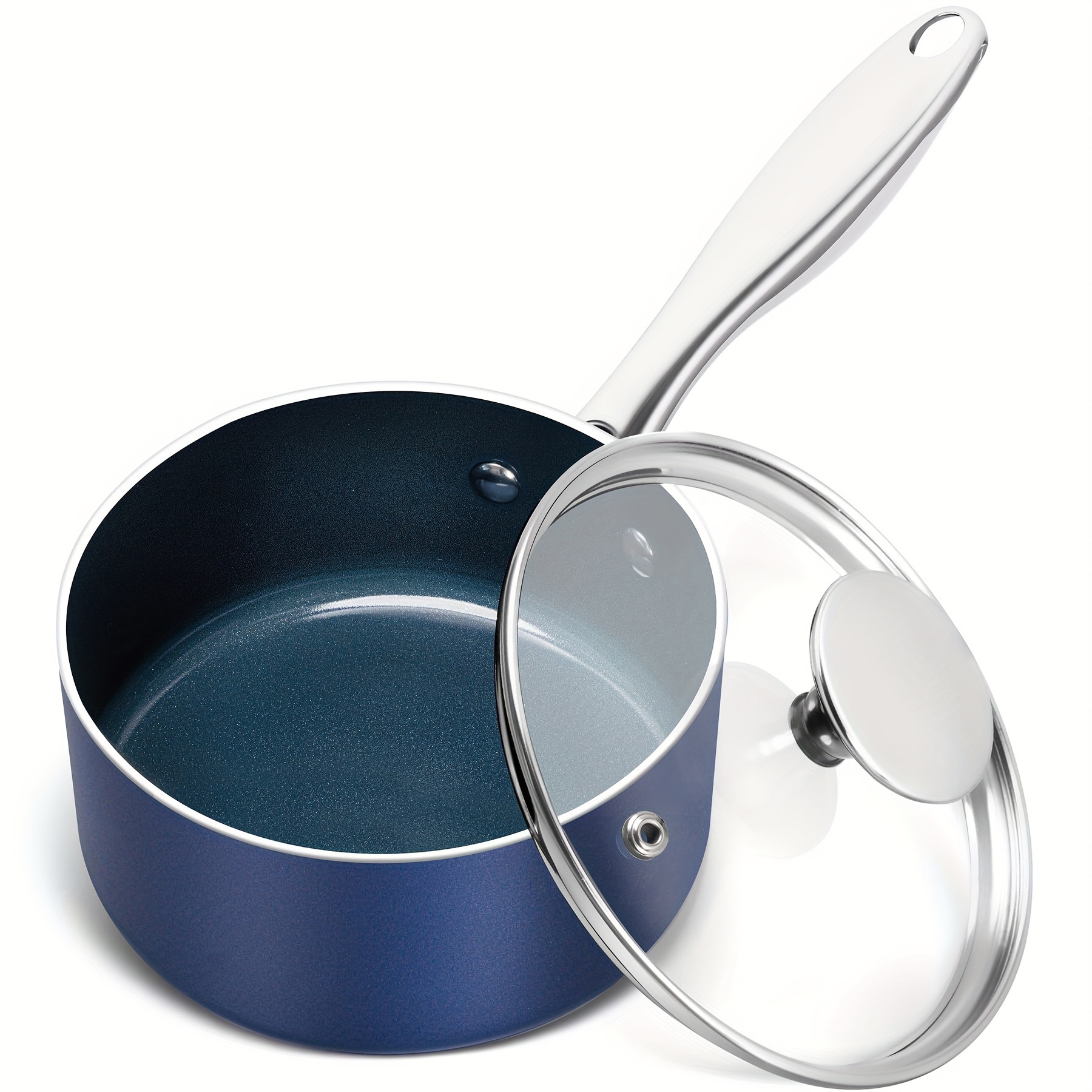 

Sauce Pan Sets, Ceramic Saucepans With Lids, Sauce Pans With Lid, Nonstick Saucepan Set, Small Pot With Stainless Steel Handle, Oven Safe, Blue