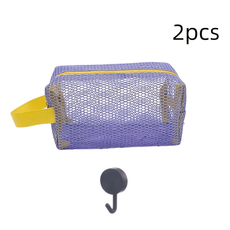 TEMU 2-teiliges Set (1 Waschtasche + 1 Haken) Dopamin Damen-kleine Handtasche in Macaron-Farbe, achteckige Netzgriff-Tasche, Kosmetiktasche, tragbare