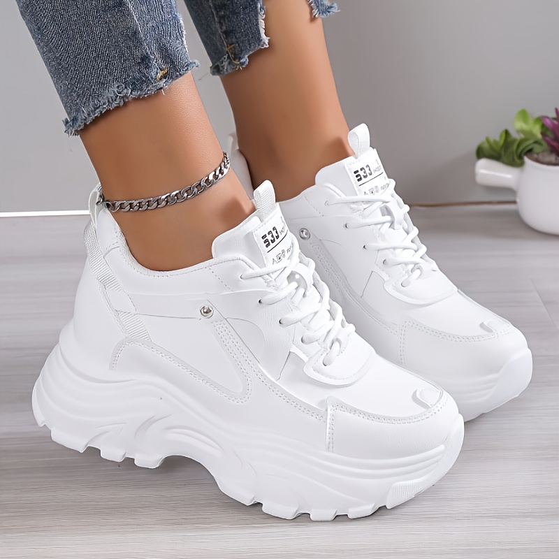 Women's Fashion All-White Platform Sneakers