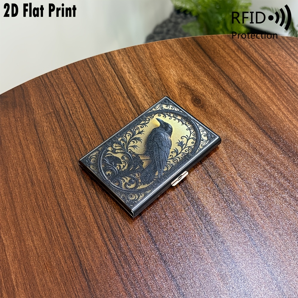 TEMU Wrought Iron Pattern , Rfid-blocking Unisex Metal Card Holder With Pop-up Mechanism, Ultra-thin Dual Experience, Stylish Accessory For Secure