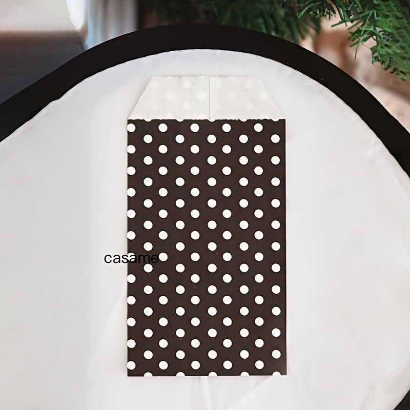 TEMU 50pcs Sacs en Papier Colorés 8X15Cm avec Motif à Pois Blancs – Petits Sacs Cadeaux pour Mariages, Fêtes, Événements et Vente au Détail – Sacs en