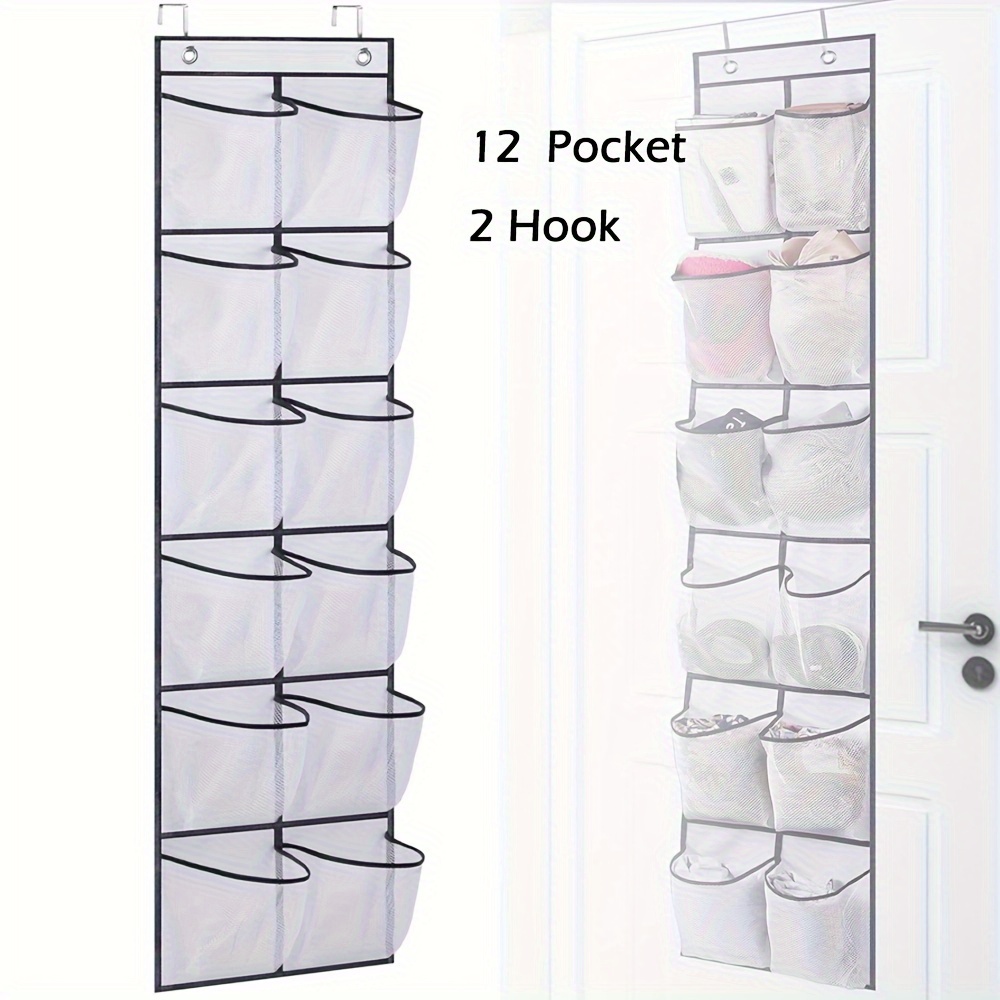 

Door Hanging Shoe Organizer - 12 Grid Pockets, Space Saving Hanging Shoe Storage Rack, Maximizes Storage For Shoes, Accessories, Toiletries, Etc., No Required, Shoe Organizer Size 59" X 11.8