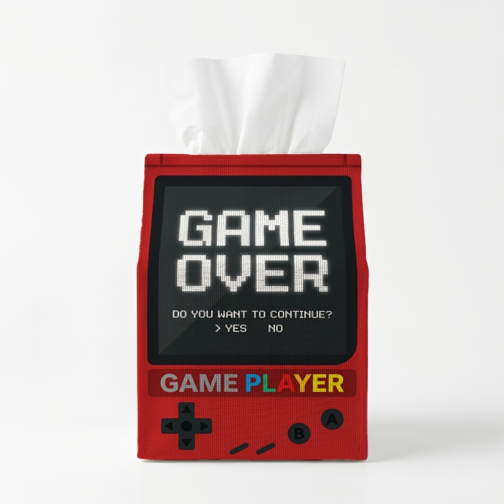 TEMU 1 Boîte à mouchoirs rétro Y2K Arcade "Game Over" Console portable rouge, une pour décorer et un moyen de les mouchoirs à manger, 5.5 X 4.7 X