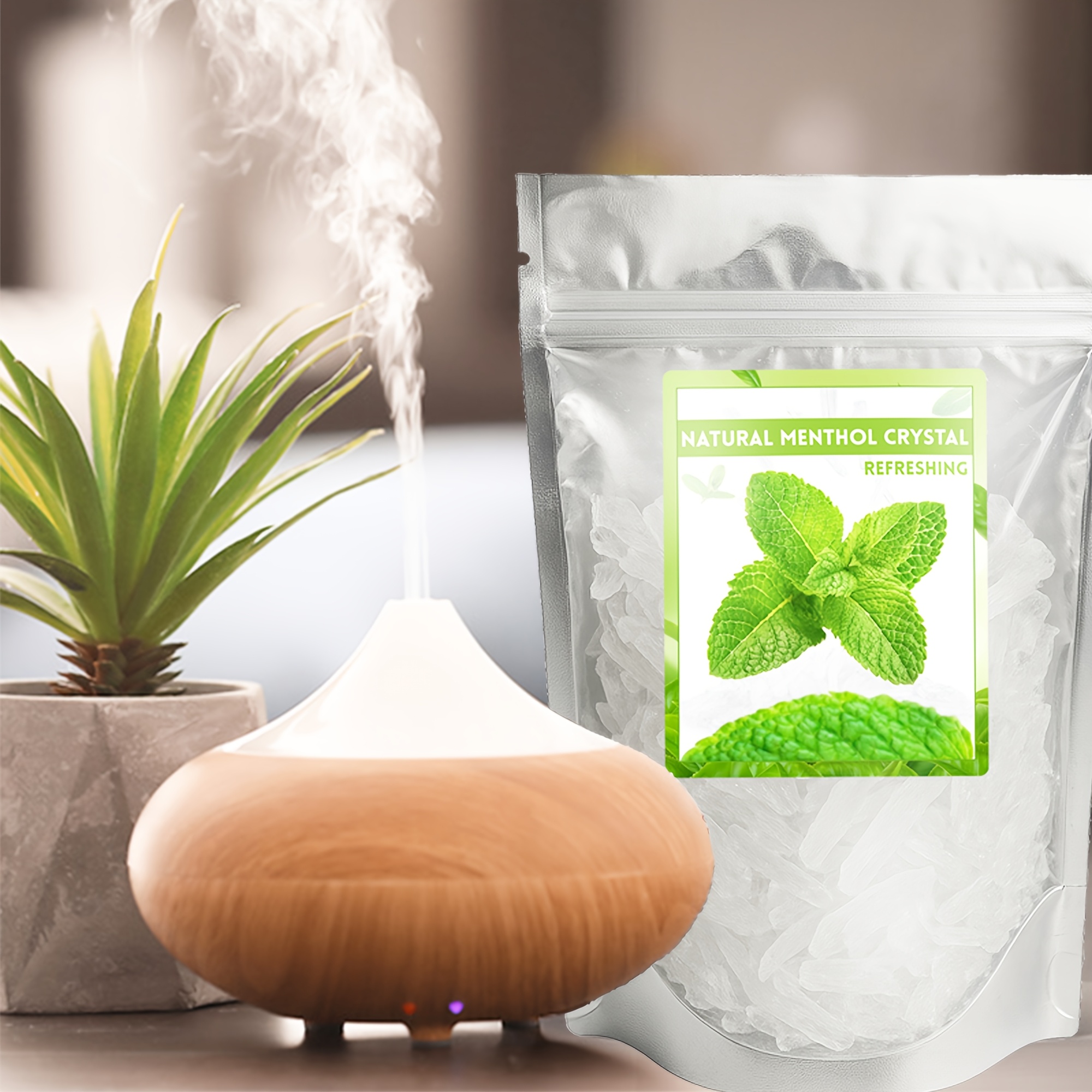 1oz Natural Menthol Crystal for Spa & Sauna - Refreshing Minty Aroma, Long-Lasting Freshness, Ideal for Steam Inhalation & Relaxation - Comes in Resealable Standalone Bag, Perfect for Christmas, Halloween, Easter
