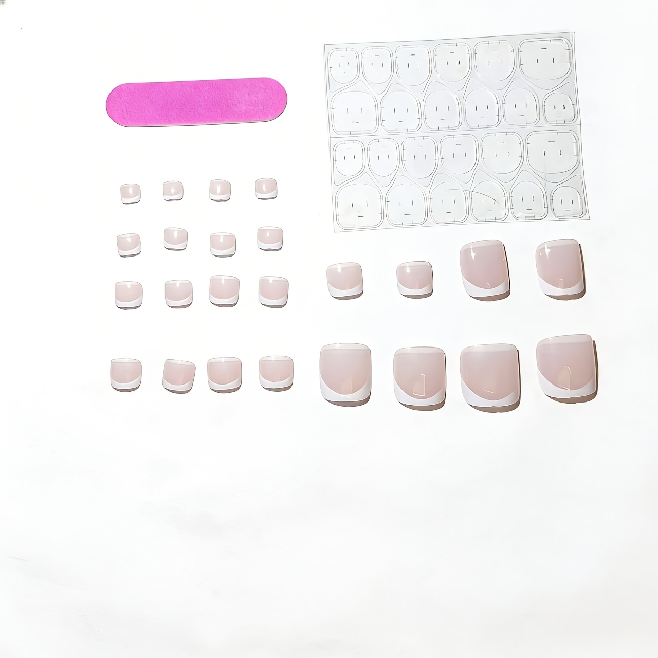24pcs White Square Short Press-on Nails, Women's Toenail Art For Summer, Beach Parties And