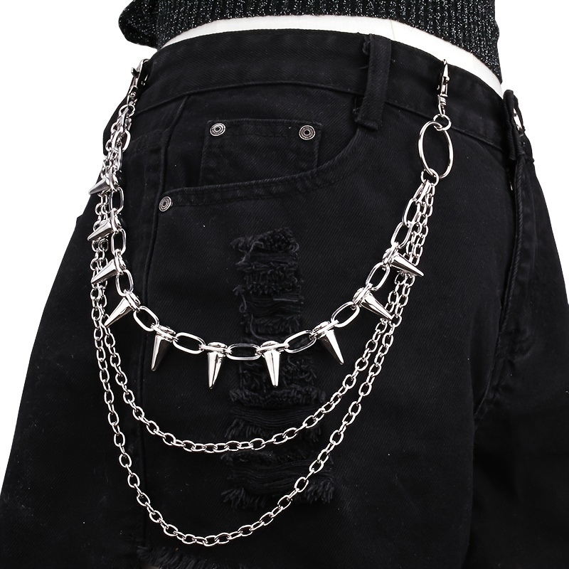 

Vintage Punk Rivet Pendant Waist Chain Belt For Jeans - Fashionable Accessory For Women, Date Nights & Beach