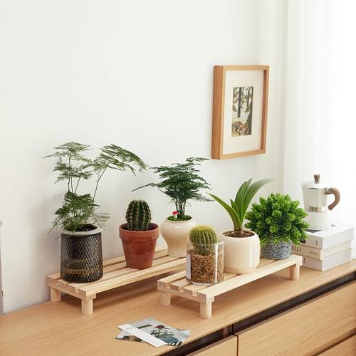 2pcs solid wood plant stand desktop plant small stand balcony bay window succulent pot stand simple wooden storage rack