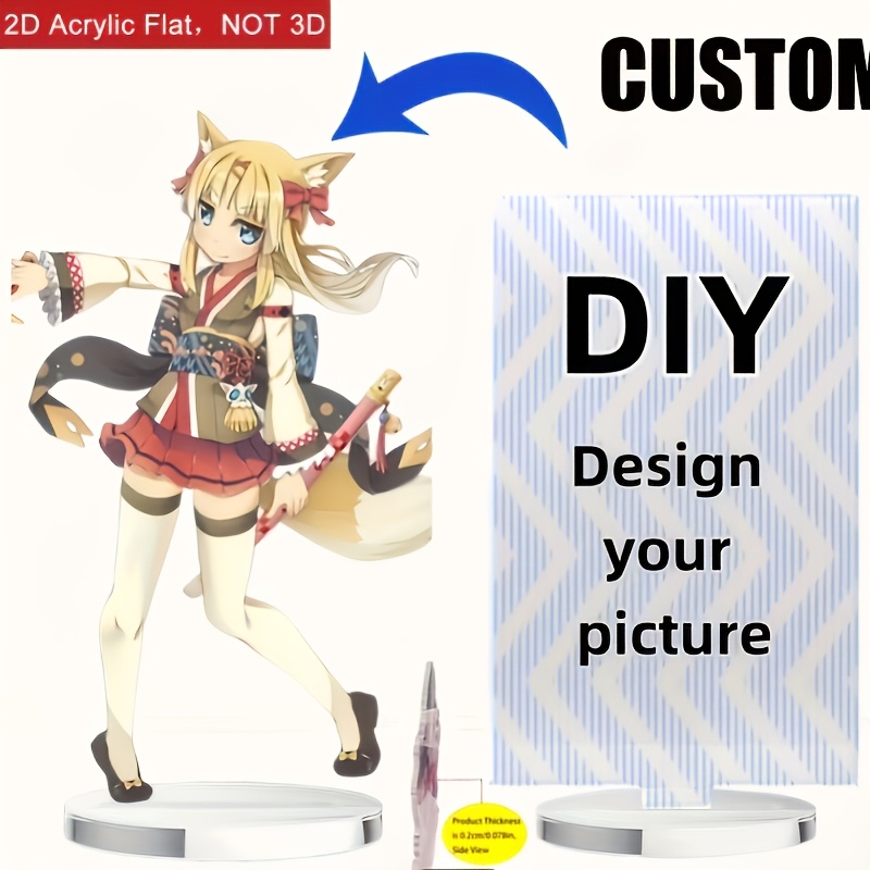 E-shop 2D Flat - [2D Flat] Benutzerdefinierte 2D Acryl Display Stände für 2D Flächen, mit 2,36-Zoll einseitigen gestapelten Acryl Karten mit Cartoon