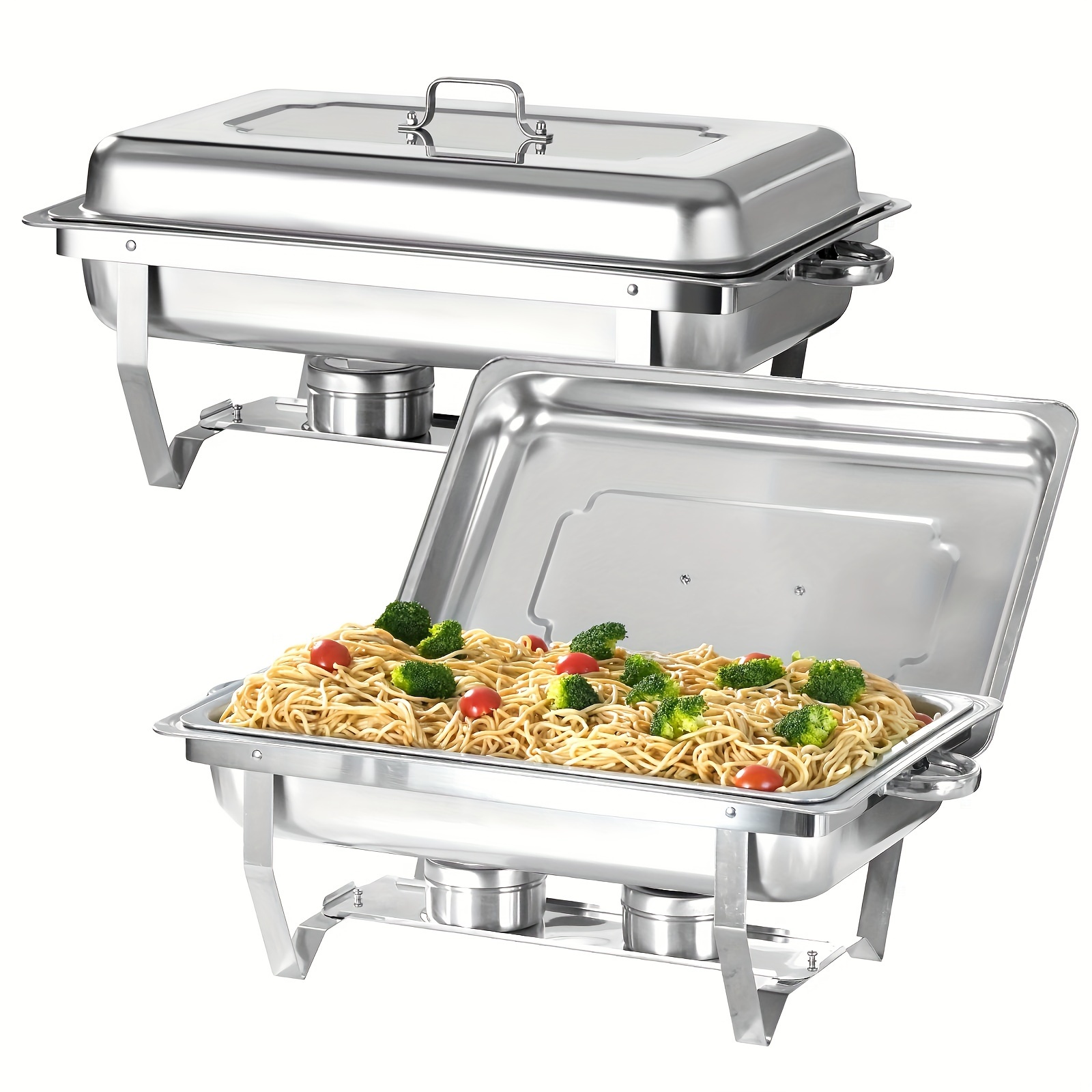 

Chafing Dish Buffet Set, 2/4/5/6/7/8/9/10 Pack 8qt Full Size Stainless Steel Chafing Dish, Catering Food Warmer For Parties, Buffets, Wedding, Banquet