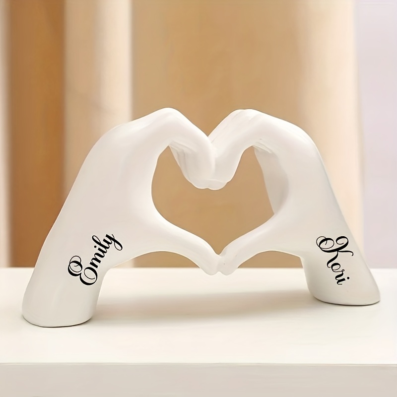 TEMU [Personalizable] Escultura de Manos con de Material de Resina para Escritorio en el Hogar, Texto Personalizable Disponible - Regalo Ideal para