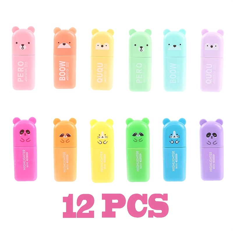 8pcs/10pcs/12pcs Highlighter Pen Set, Highlighting Marker Bear Soft Cute Marker, Suitable For Drawing, Marking