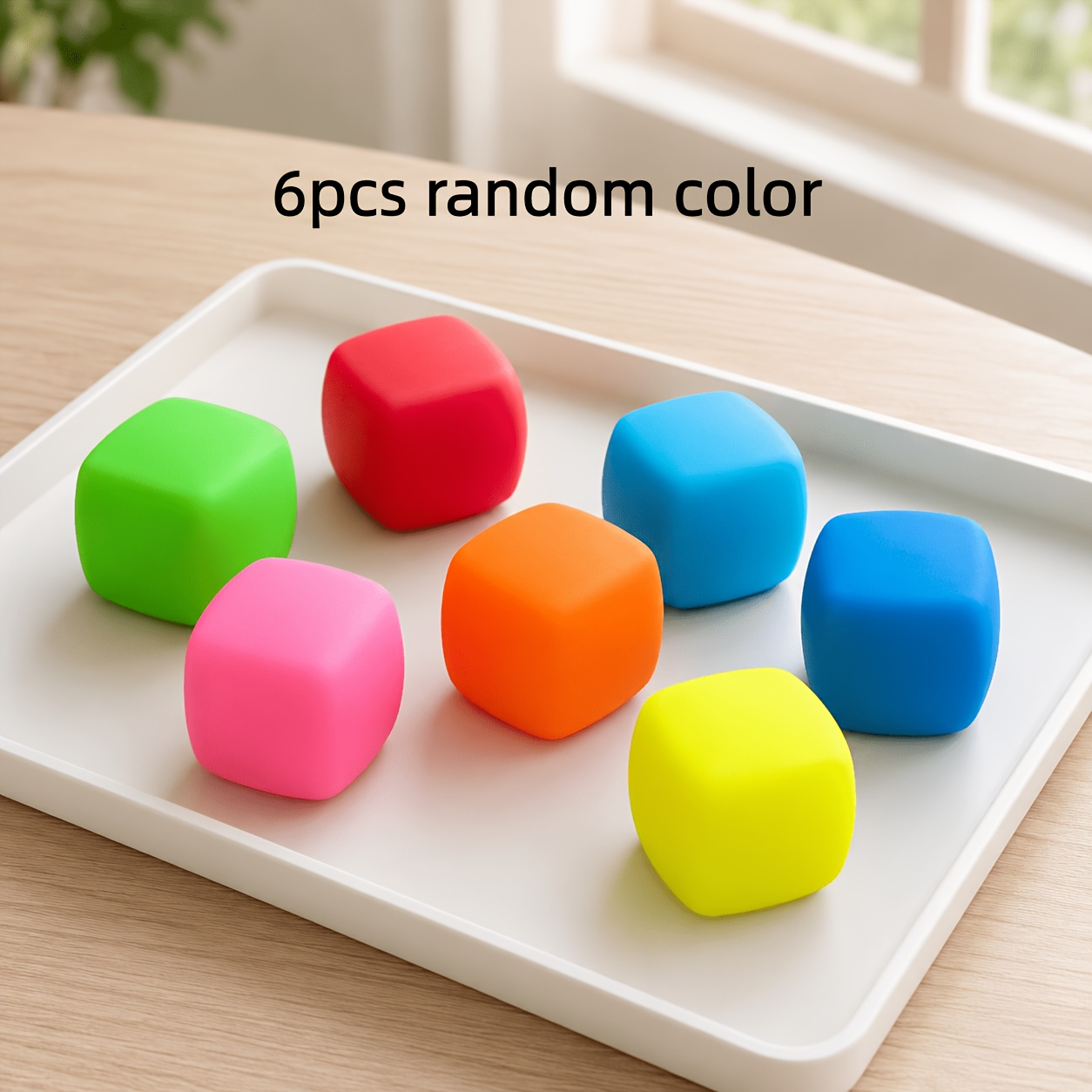 Image of 6pcs Slow Rising Colorful Cube, Dough Extrusion Balls, Soft Fidget Compression Toy For Hand Relaxation, Pull Stretch Classroom Favors Toys For Kids, Random Color