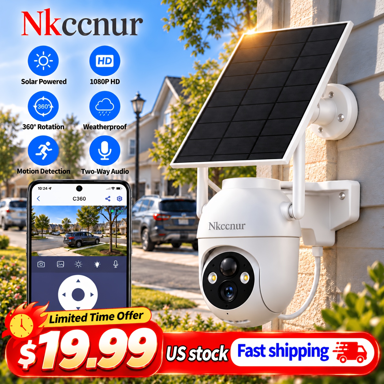 solar wifi camera sold on Temu United States