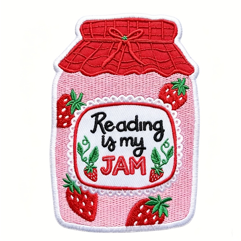 TEMU 1pc Reading Is My Jam Embroidery Patch, Cute Jar Iron-on Cloth Sticker, Bookworm Gift, Book Club Aesthetic Badge, Craft Supplies