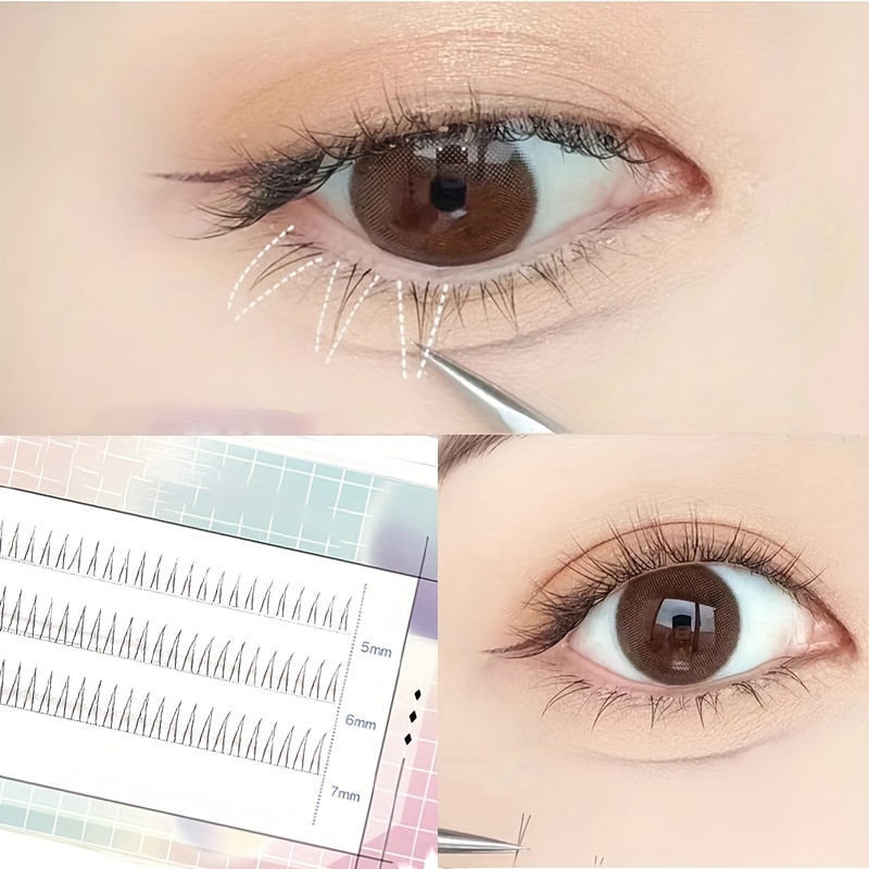 V-shaped Bottom Lashes 120 Clusters, Natural Look, 5/6/7mm Lower Lashes, V Shape False Eyelashes, Individual Lashes Eyelash Extension