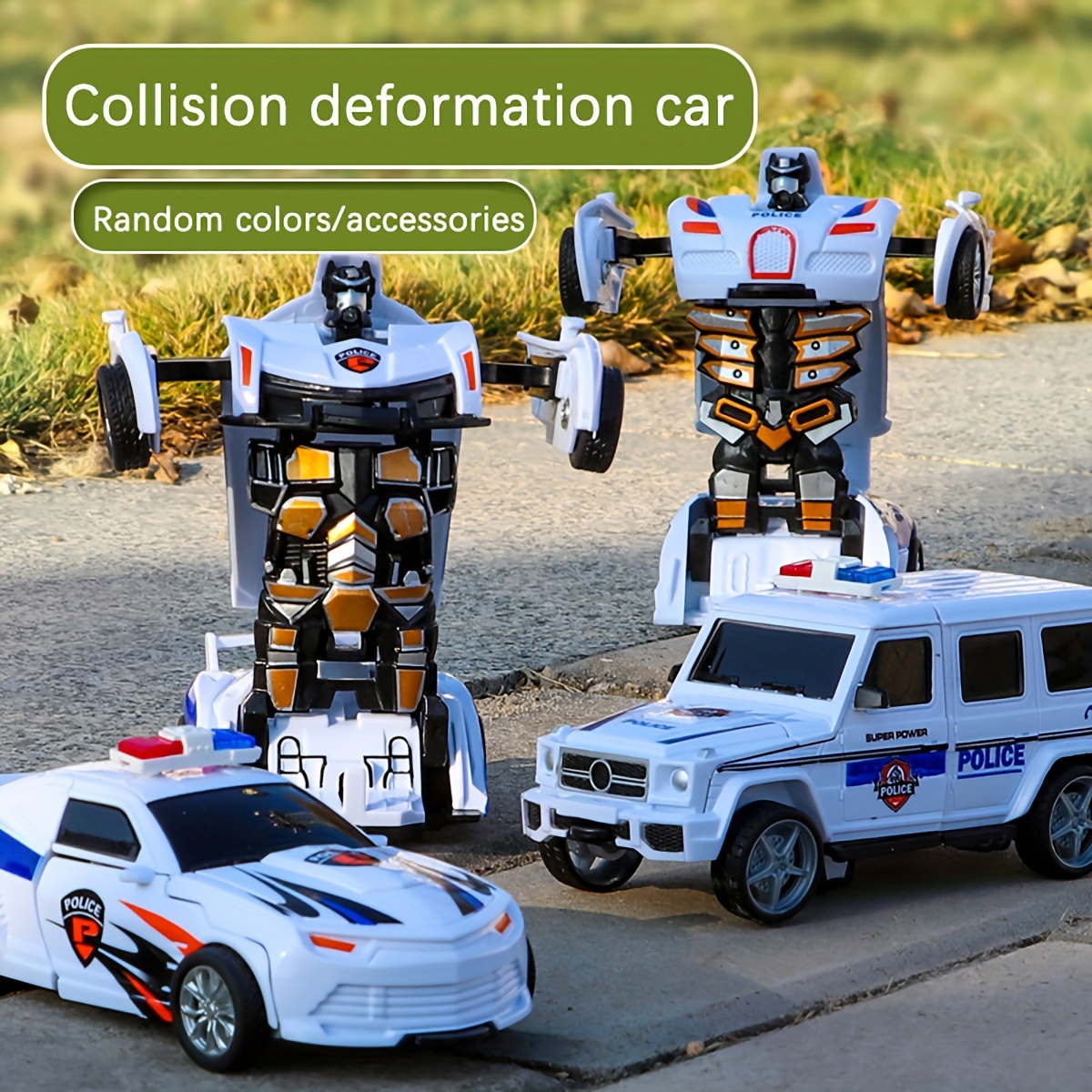 

1pc, Transforming Police Car Robot Toy, Plastic Toy, One-click Collision Deformation, Creative Birthday Gift, Home Decor Accessory