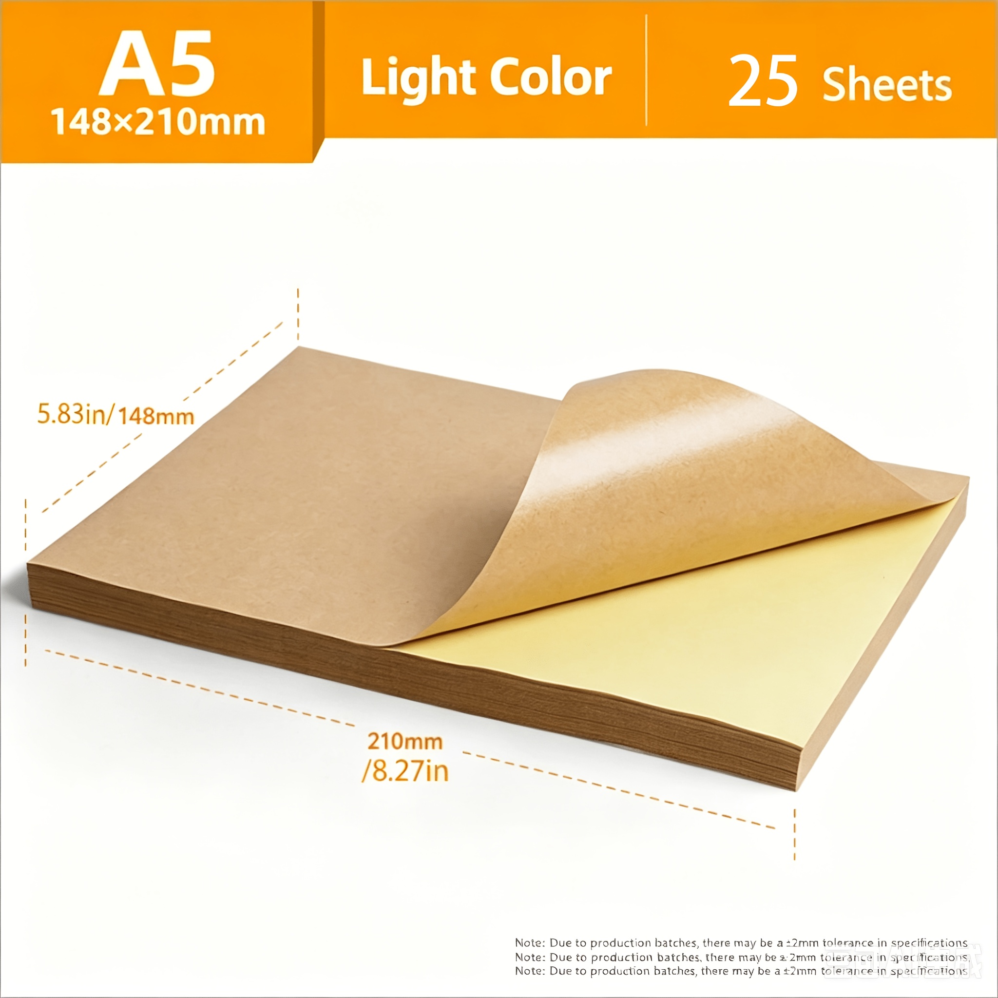 TEMU 25 Sheets A5 5.83×8.27 Inch Brown And Light-colored Cowhide Self-adhesive Label Paper | Printable And | Matte Full-sheet Stickers | Suitable For