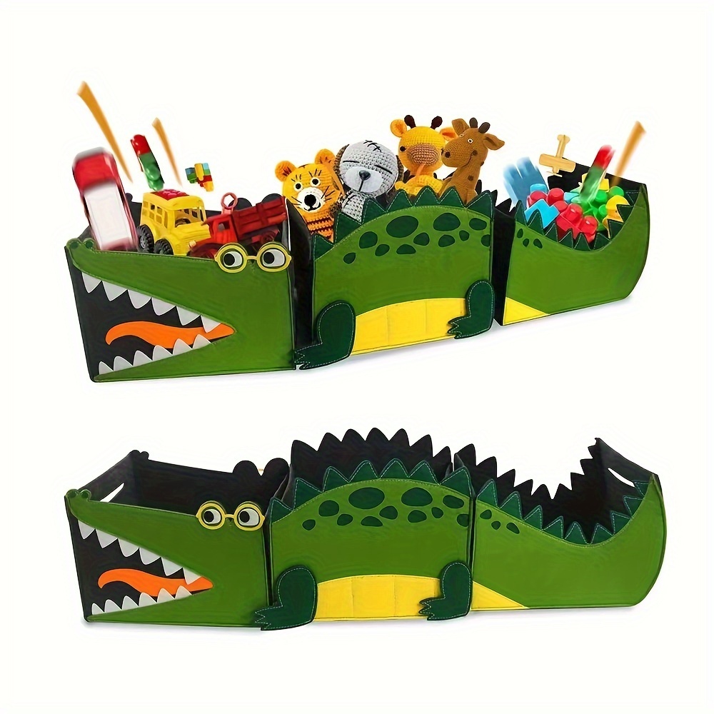 

Three-in-one Adorable Crocodile Storage Basket Set - Classic Style, Polyester Material, Stackable, Multi-purpose, Open-top Design