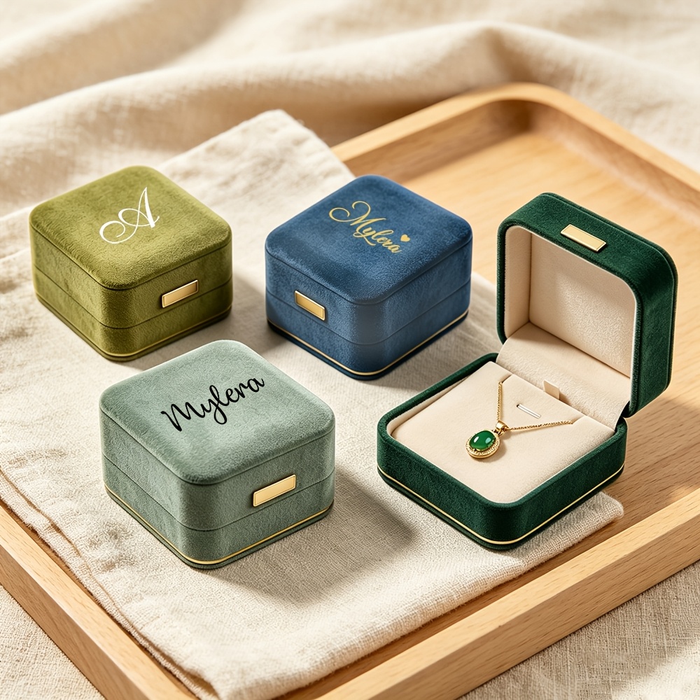 Custom Personalized Velvet Pendant Necklace Box, Gift