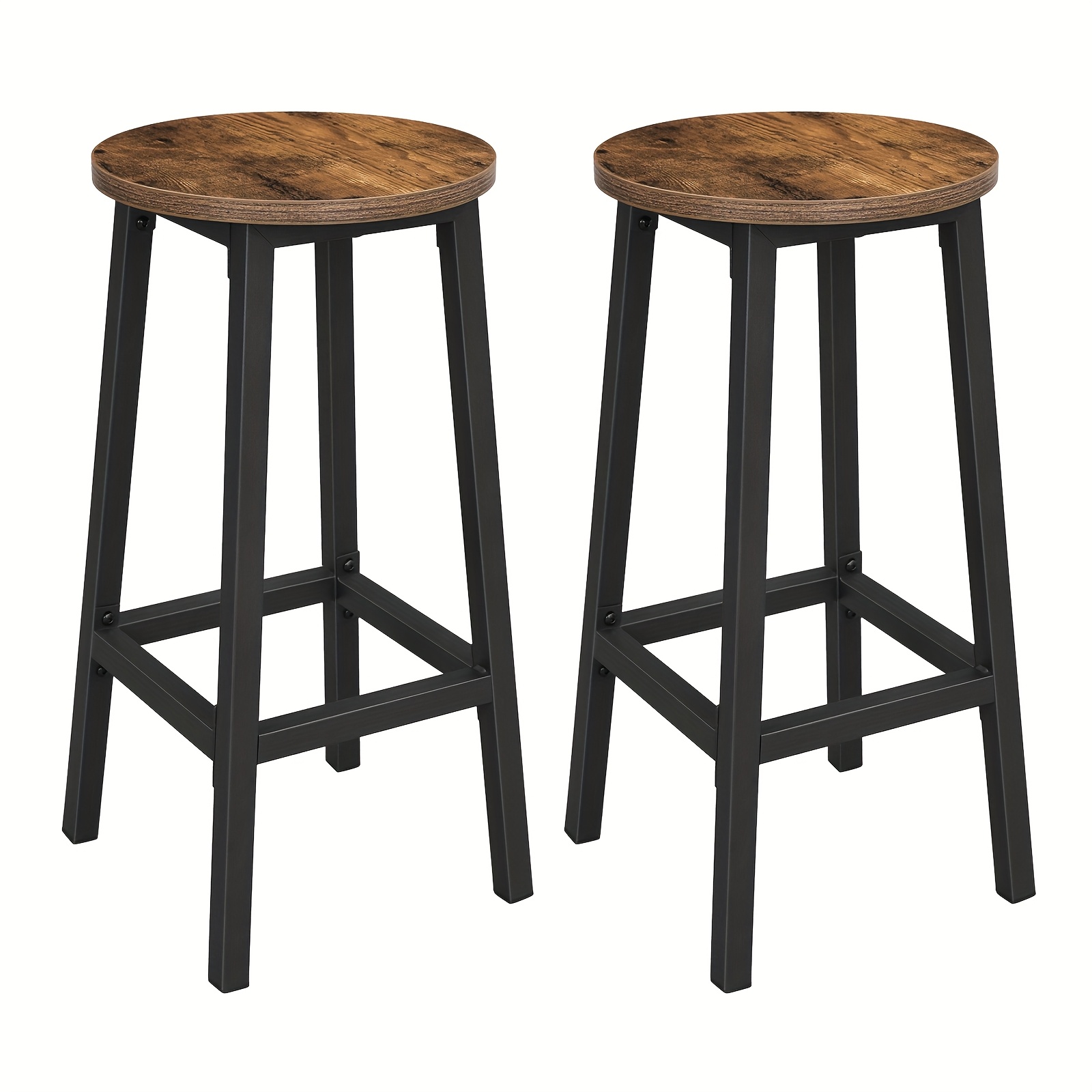 Bar Stool Set Of 2 Round Chair High Kitchen Seat Height 65cm Easy Assembly Industrial Style Rustic
