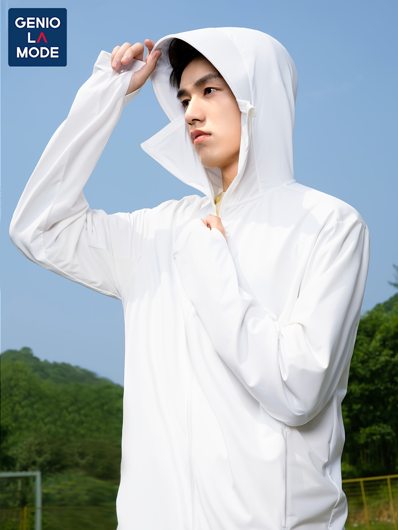 *'S Lightweight Hooded Sun Protection Jacket Breathable Ice Fiber  Fabric, Loose Fit with Adjustable Hood Earbuds, Summer